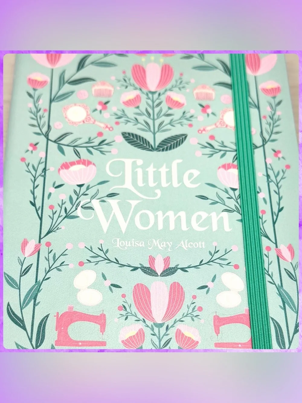 Mint Green Floral LITTLE WOMEN LEATHER JOURNAL w Bookmark Lined Notebook Diary